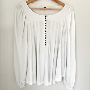 Free People Button Down Knit Top | Size XS Ivory color Boho Cottagecore Romantic